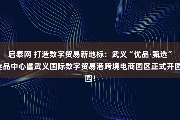 启泰网 打造数字贸易新地标：武义“优品·甄选”选品中心暨武义国际数字贸易港跨境电商园区正式开园！